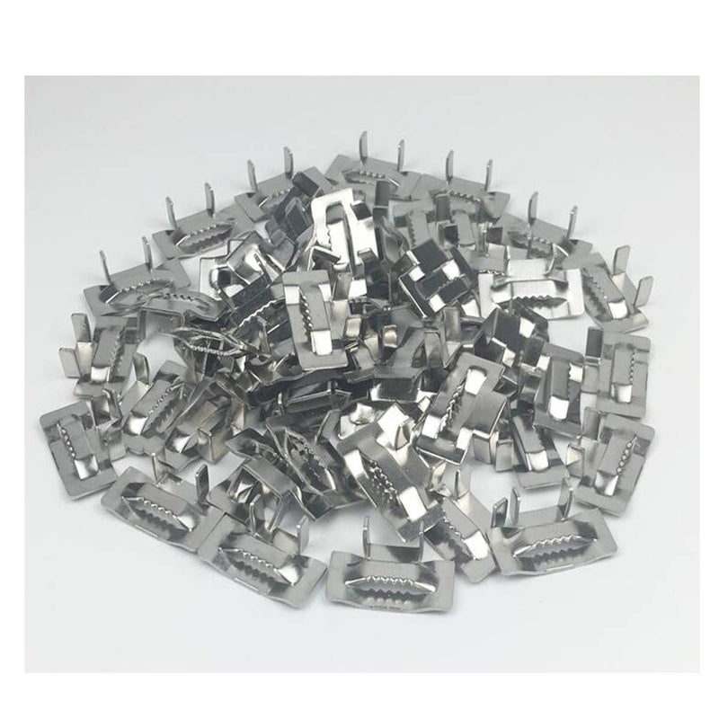 VOTOER 100pcs 3/4" Width Ear-Lokt Buckles Pipe Clamp Wing Seal for Banding Strapping, 304 Stainless Steel - Image 3